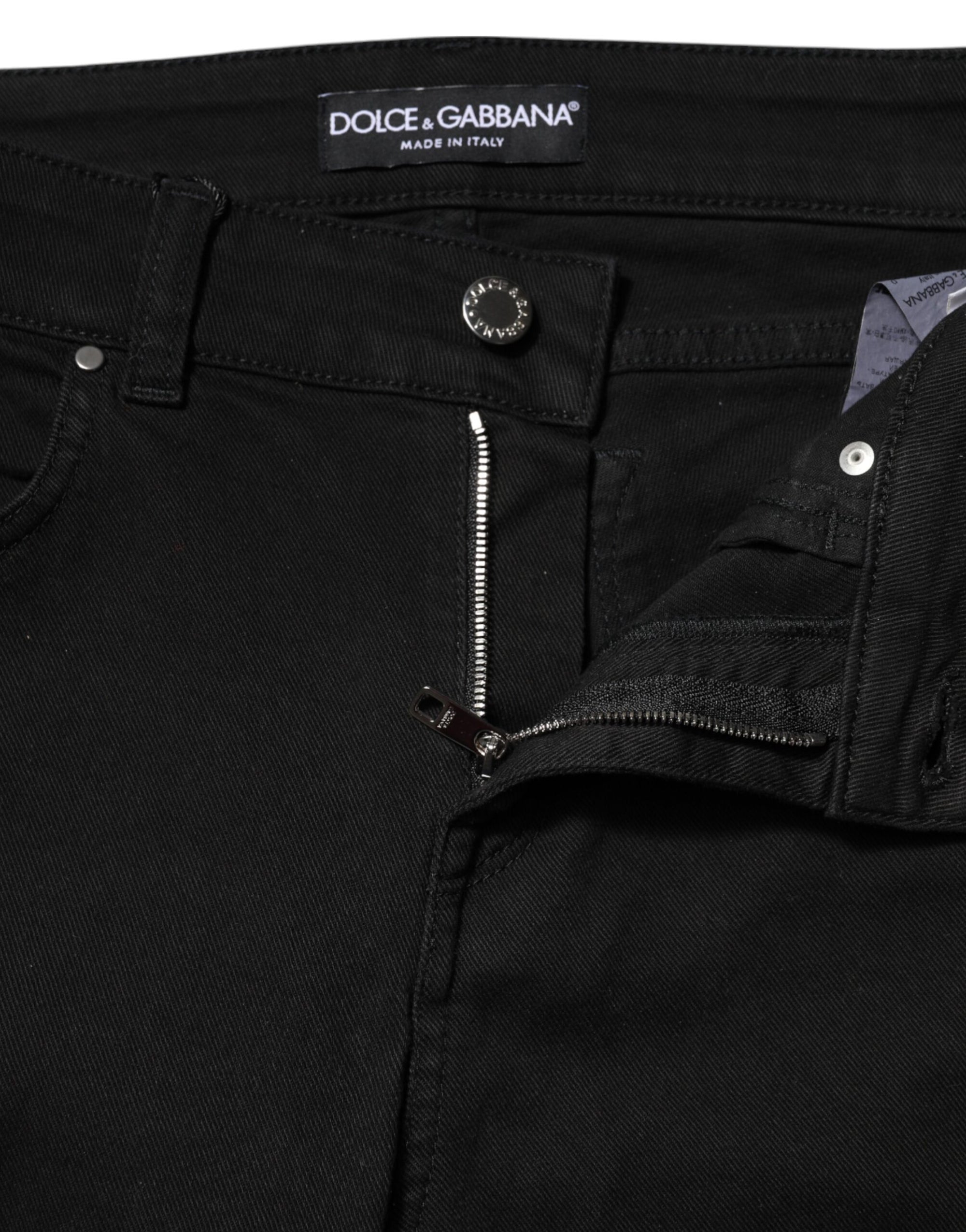 Dolce & Gabbana Black Cotton Skinny Mid Waist Denim Jeans