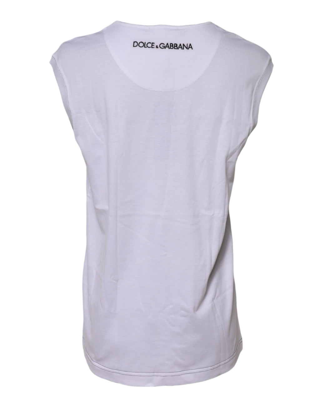 Dolce & Gabbana White Cotton Sleeveless Printed Tank T-shirt