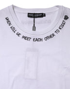 Dolce & Gabbana White Cotton Sleeveless Printed Tank T-shirt