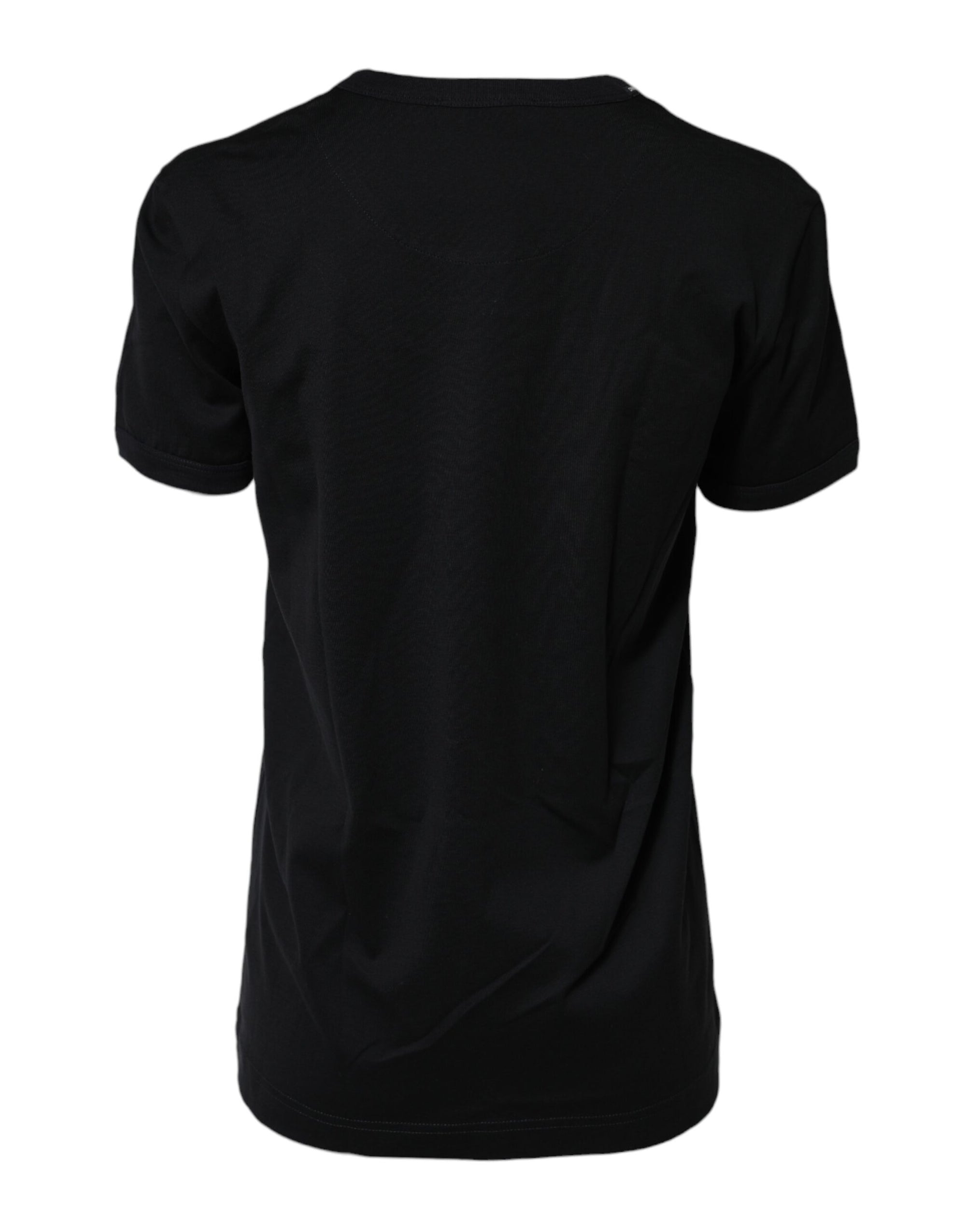 Dolce & Gabbana Black Cotton DG Print Short Sleeve Top T-shirt