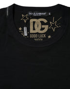 Dolce & Gabbana Black Cotton DG Print Short Sleeve Top T-shirt