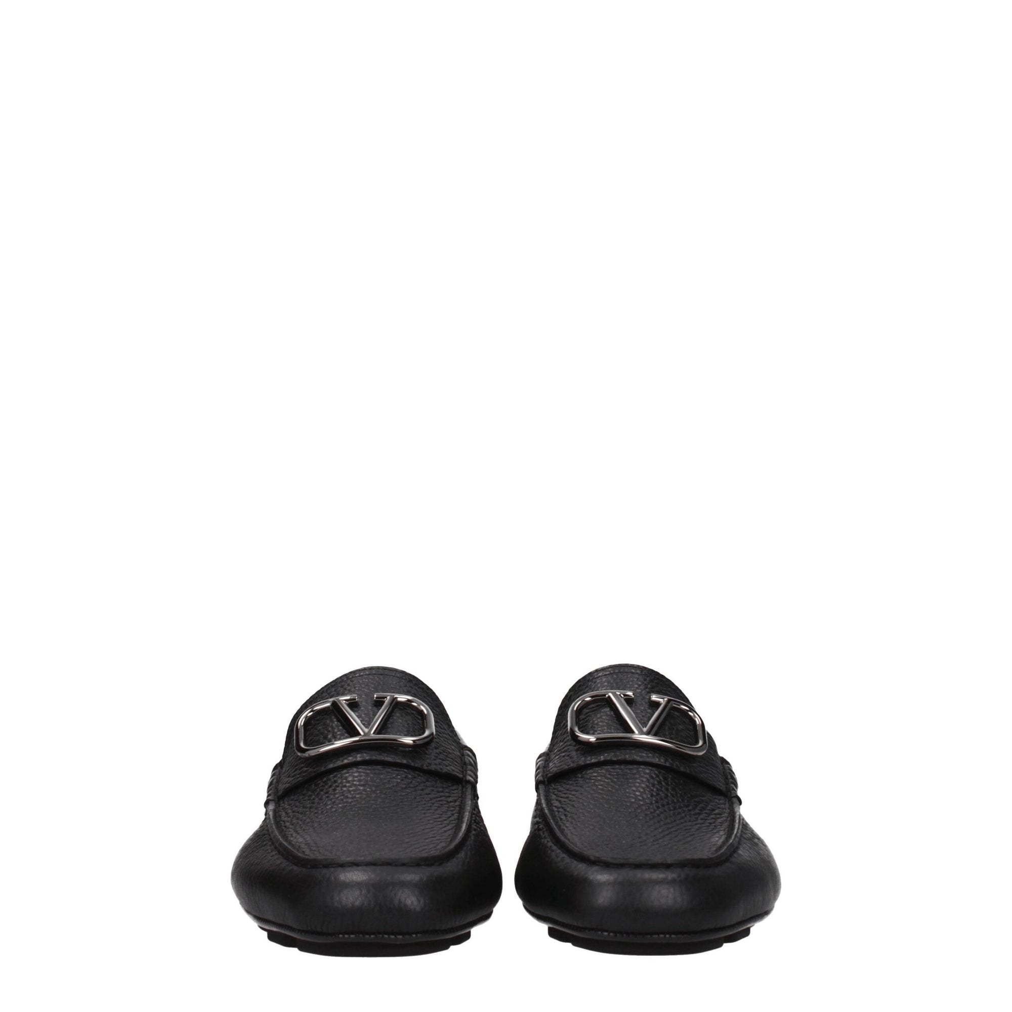 Valentino Garavani Black Leather Slip-On Loafers