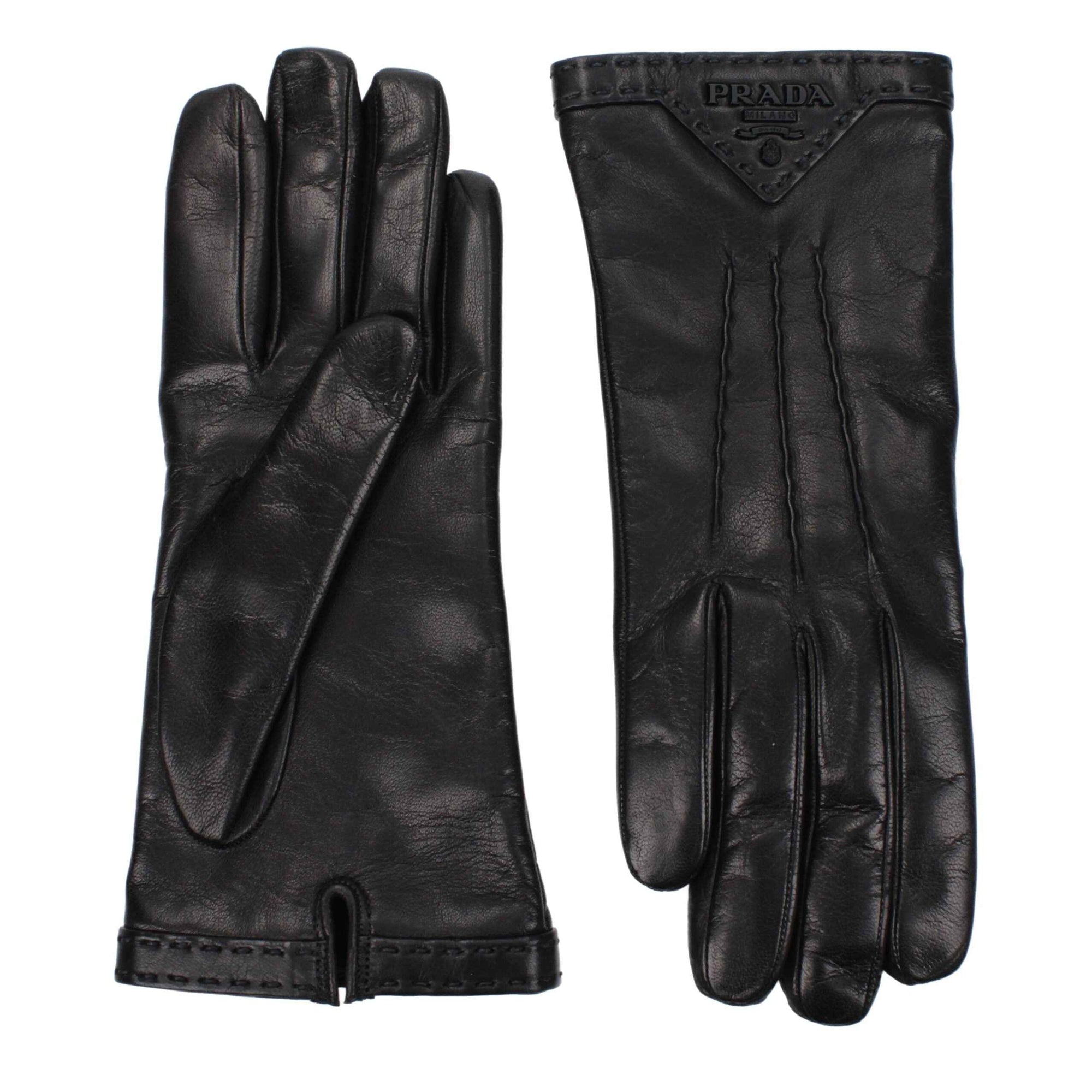 Prada Black Leather Gloves