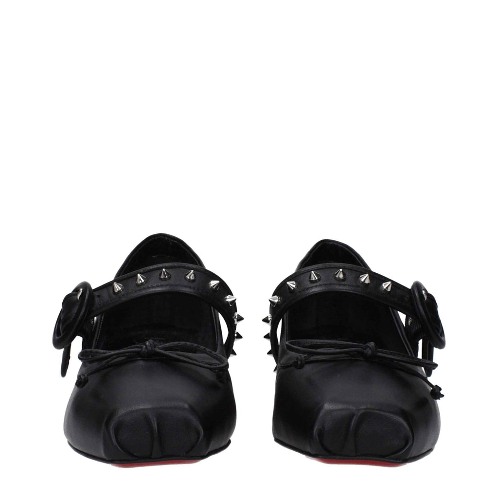 Christian Louboutin Black Leather Ballet Flats