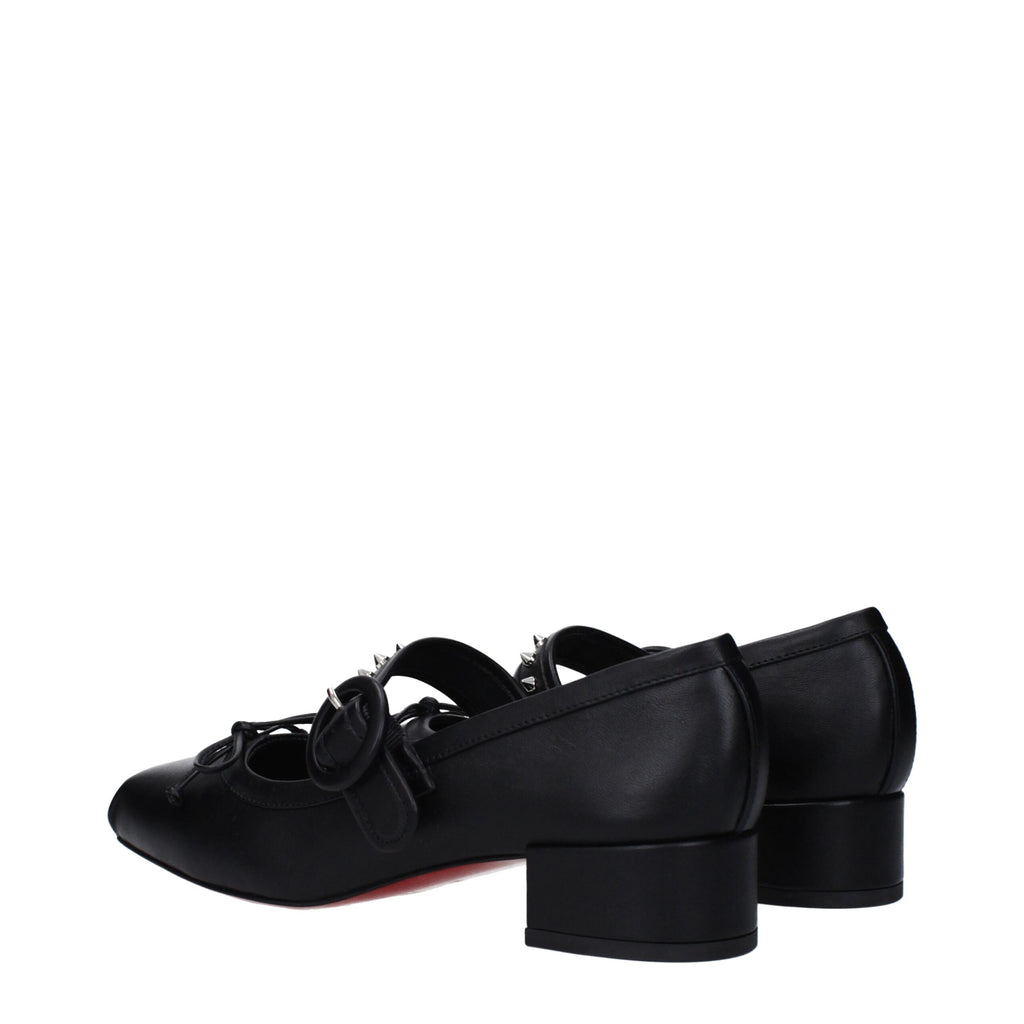 Christian Louboutin Black Leather Ballet Flats