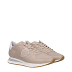 Philippe Model Beige Leather Low Top Sneakers