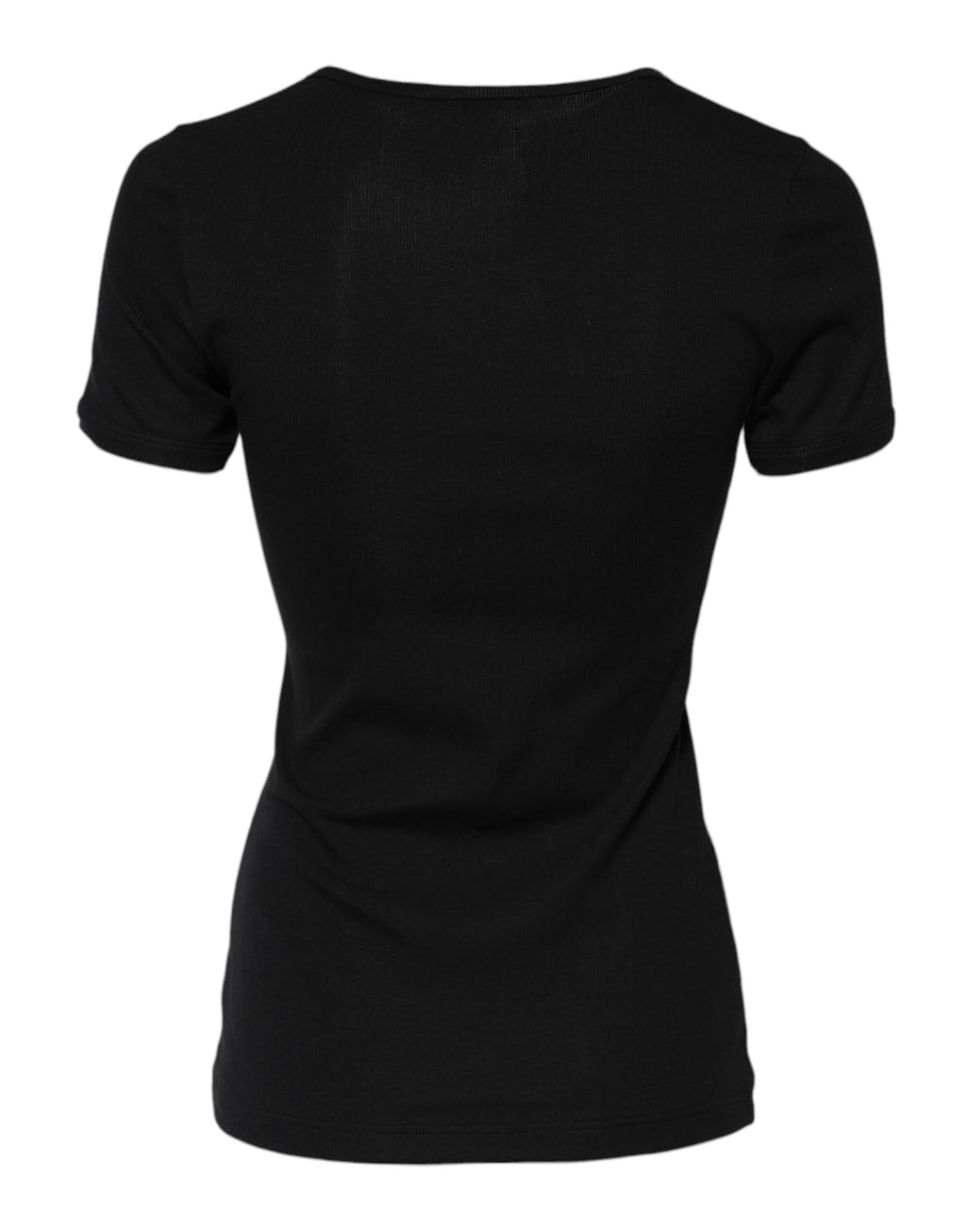 Dolce & Gabbana Black Cotton Henley Short Sleeves Top T-shirt
