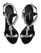 Dolce & Gabbana Black Keira Crystals Heels Sandals Shoes