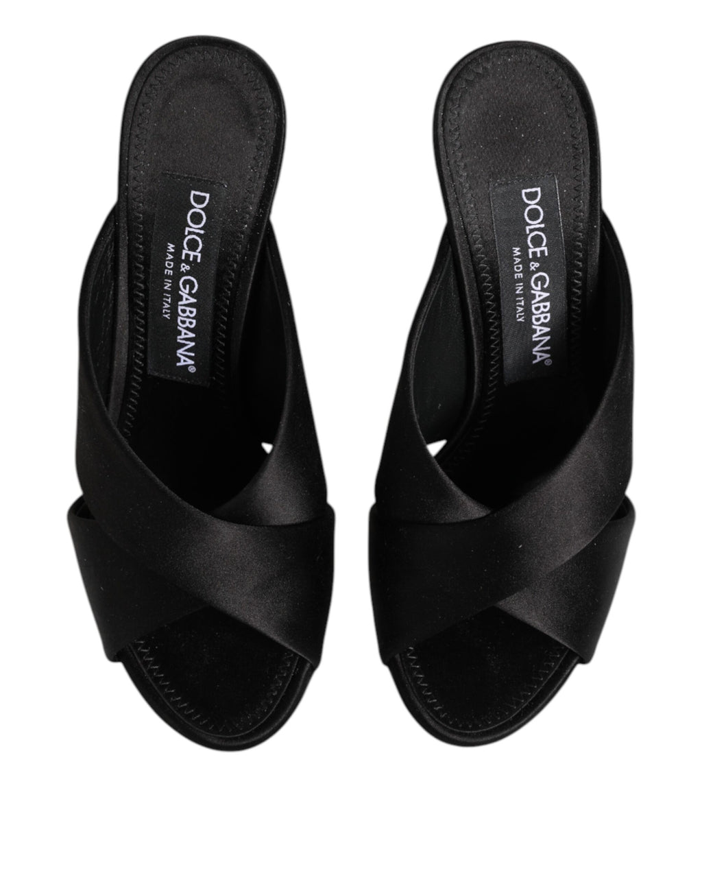 Dolce & Gabbana Black Logo KEIRA Satin Slides Sandals Shoes