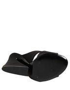 Dolce & Gabbana Black Logo KEIRA Satin Slides Sandals Shoes