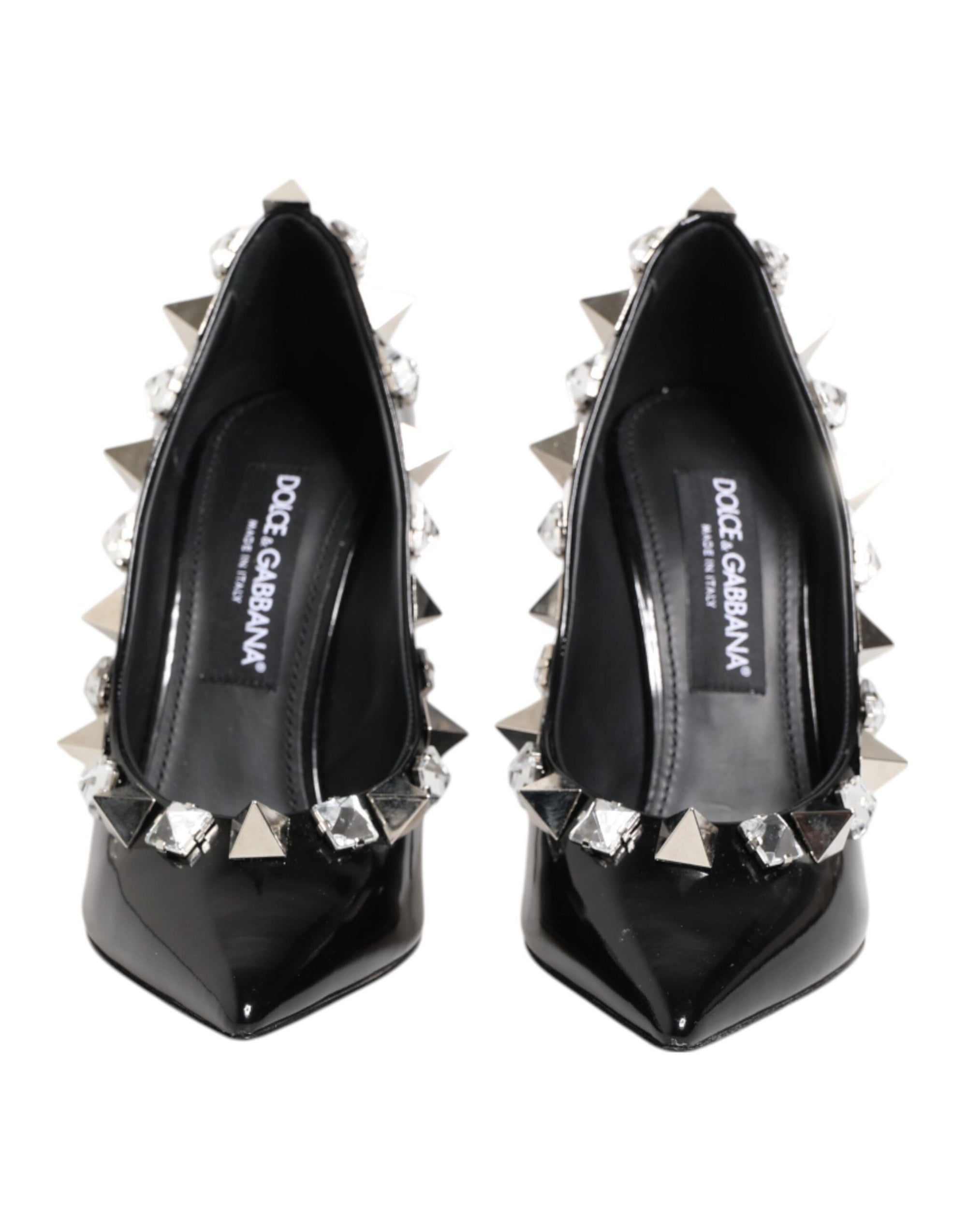 Dolce & Gabbana Black Crystals Studs Stiletto Pumps Shoes