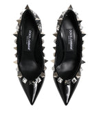Dolce & Gabbana Black Crystals Studs Stiletto Pumps Shoes