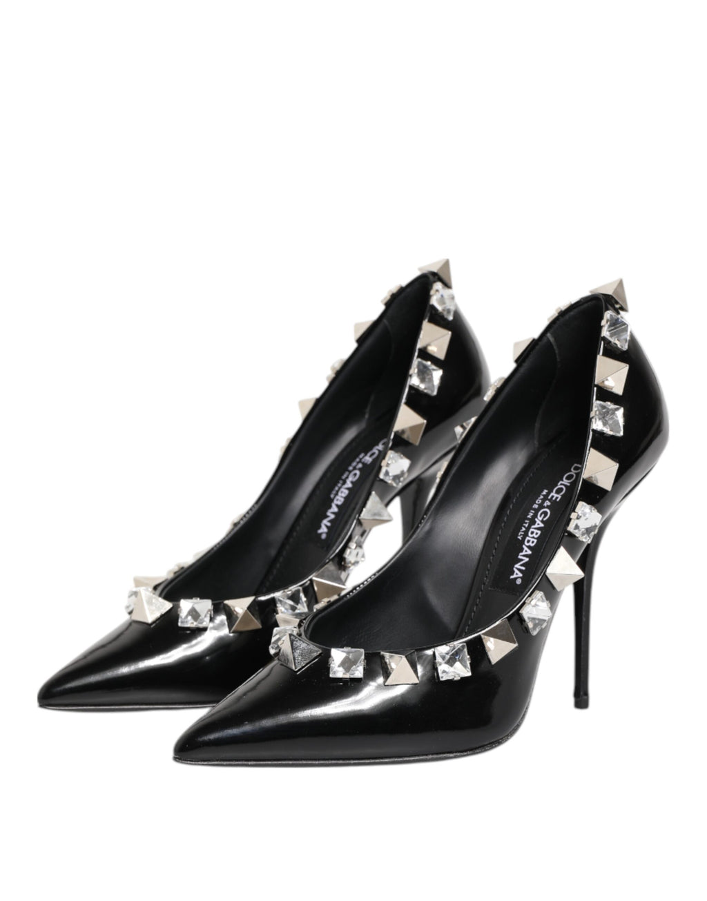 Dolce & Gabbana Black Crystals Studs Stiletto Pumps Shoes