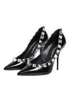 Dolce & Gabbana Black Crystals Studs Stiletto Pumps Shoes