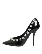 Dolce & Gabbana Black Crystals Studs Stiletto Pumps Shoes