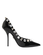 Dolce & Gabbana Black Crystals Studs Stiletto Pumps Shoes