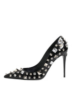 Dolce & Gabbana Black Crystals Studs Stiletto Pumps Shoes