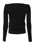 Dolce & Gabbana Black Wool Shrug Crew Neck Pullover Sweater