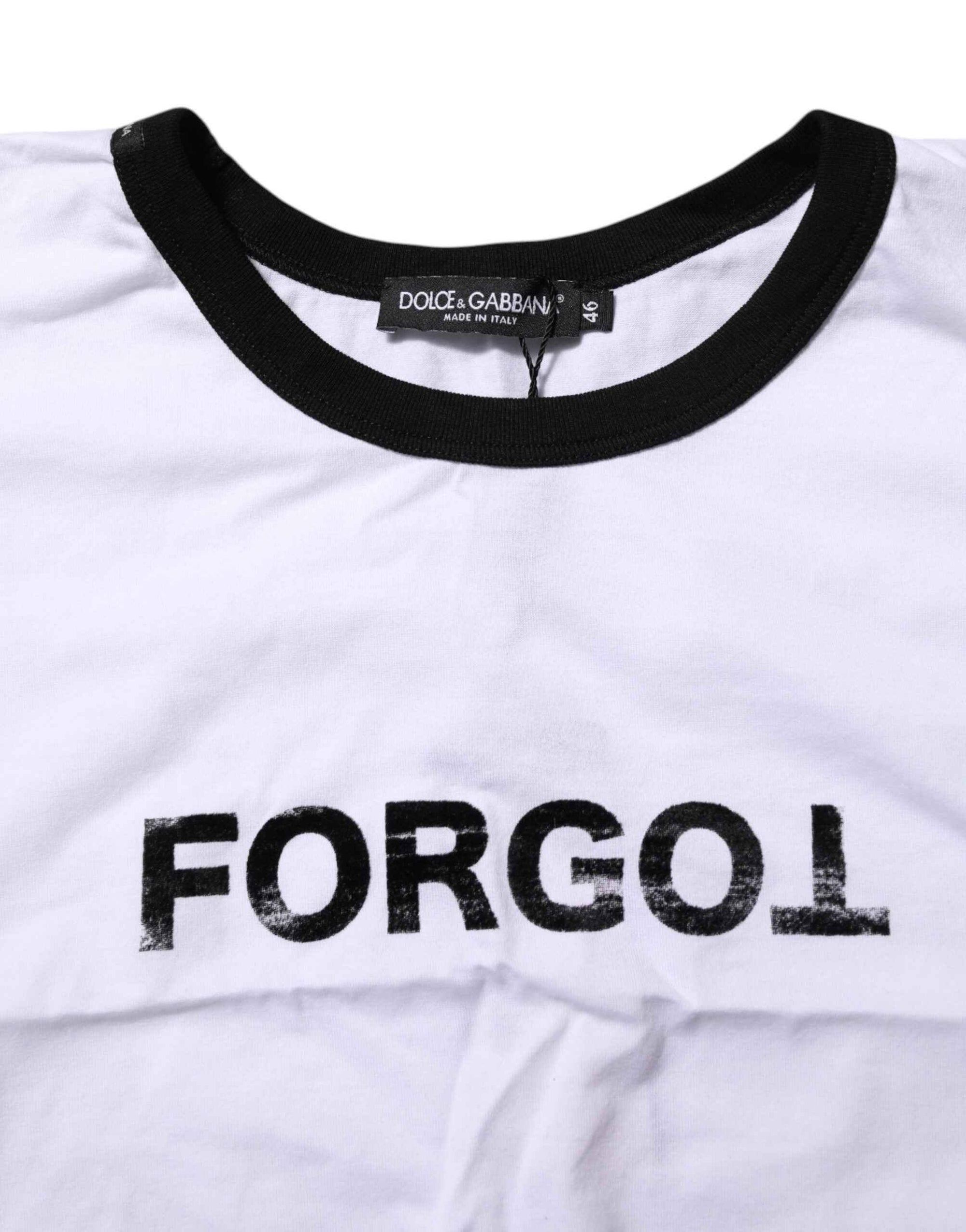 Dolce & Gabbana White Cotton Crew Neck Cropped Top T-shirt