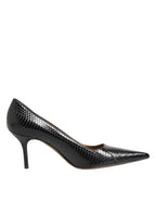 Dolce & Gabbana Black Exotic Leather Stiletto Pumps Shoes