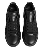 Dolce & Gabbana Black Floral Lace Low Top Sneakers Shoes