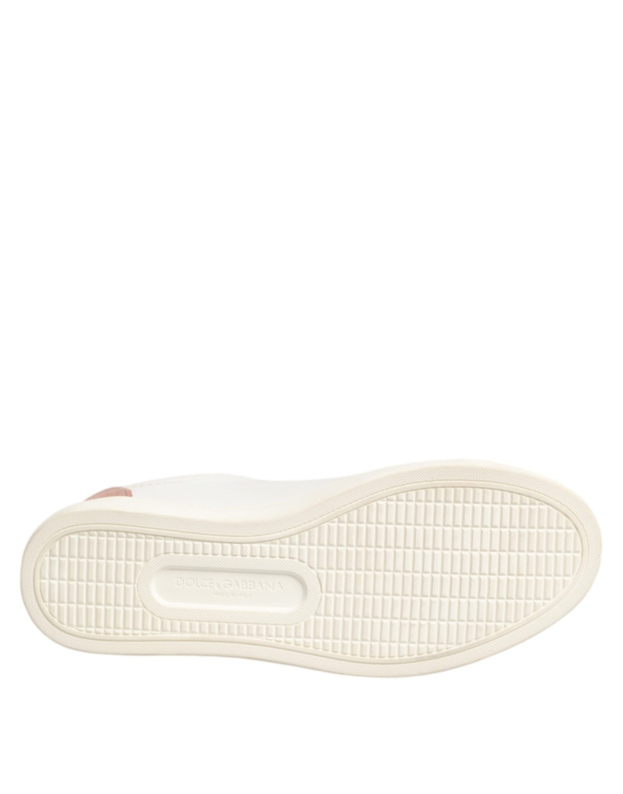Dolce & Gabbana White Pink Leather Low Top Sneakers Shoes