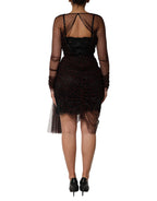 Dolce & Gabbana Black Lace Trim Long Sleeve Sheath Mini Dress