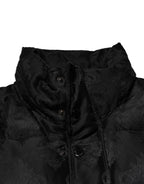 Dolce & Gabbana Black Jacquard Quilted Puffer Bomber Jacket