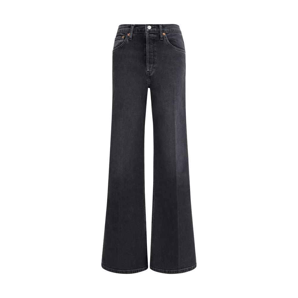 RE/DONE Black Cotton Flared Jeans