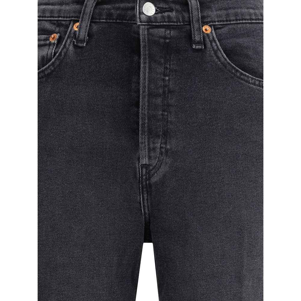 RE/DONE Black Cotton Flared Jeans
