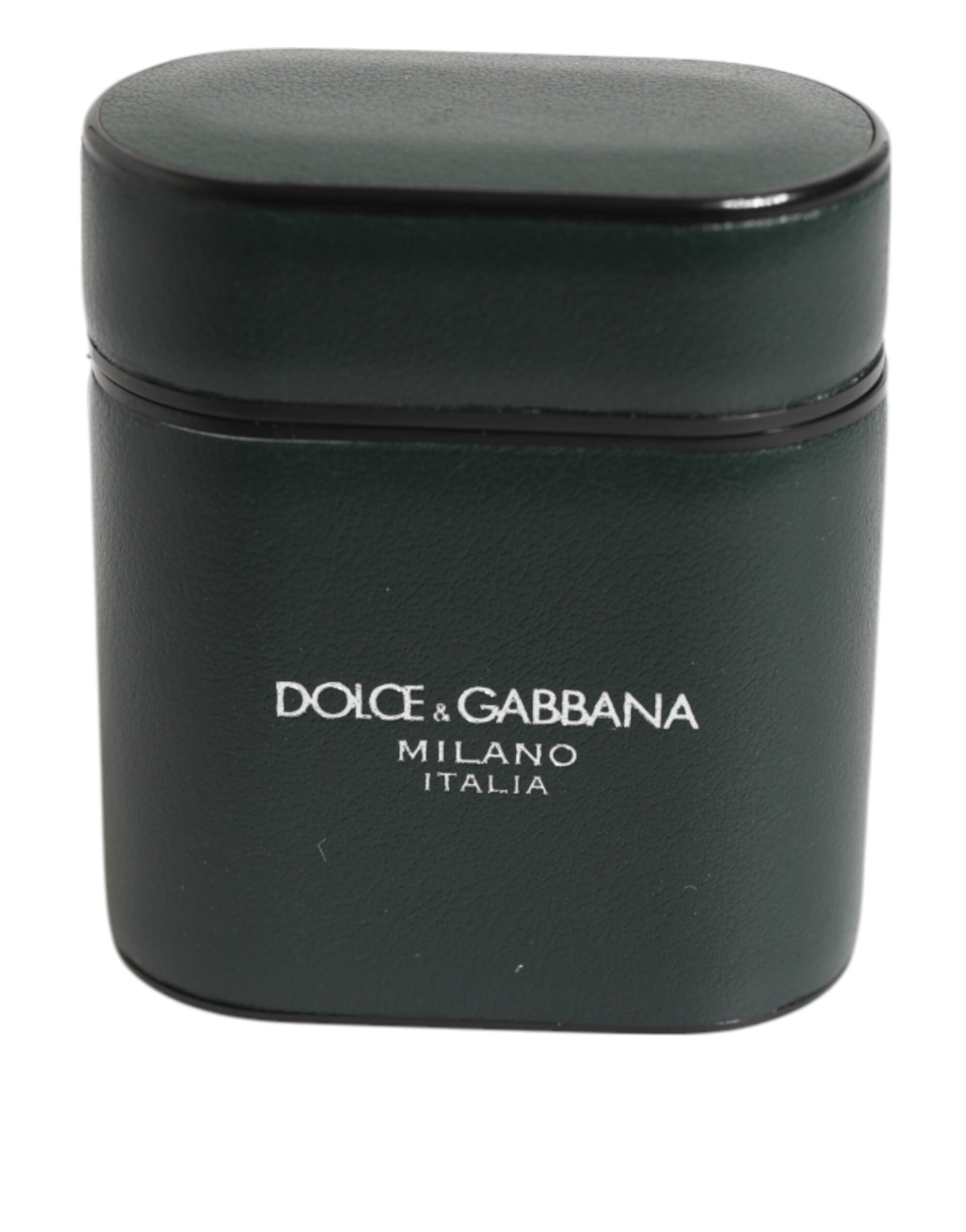 Dolce & Gabbana Black Leather Logo Print Flip Holder Men Airpods Case