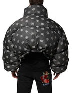 Dolce & Gabbana Black DG Monogram Full Zip Puffer Men Jacket
