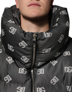 Dolce & Gabbana Black DG Monogram Full Zip Puffer Men Jacket
