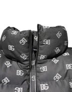 Dolce & Gabbana Black DG Monogram Full Zip Puffer Men Jacket