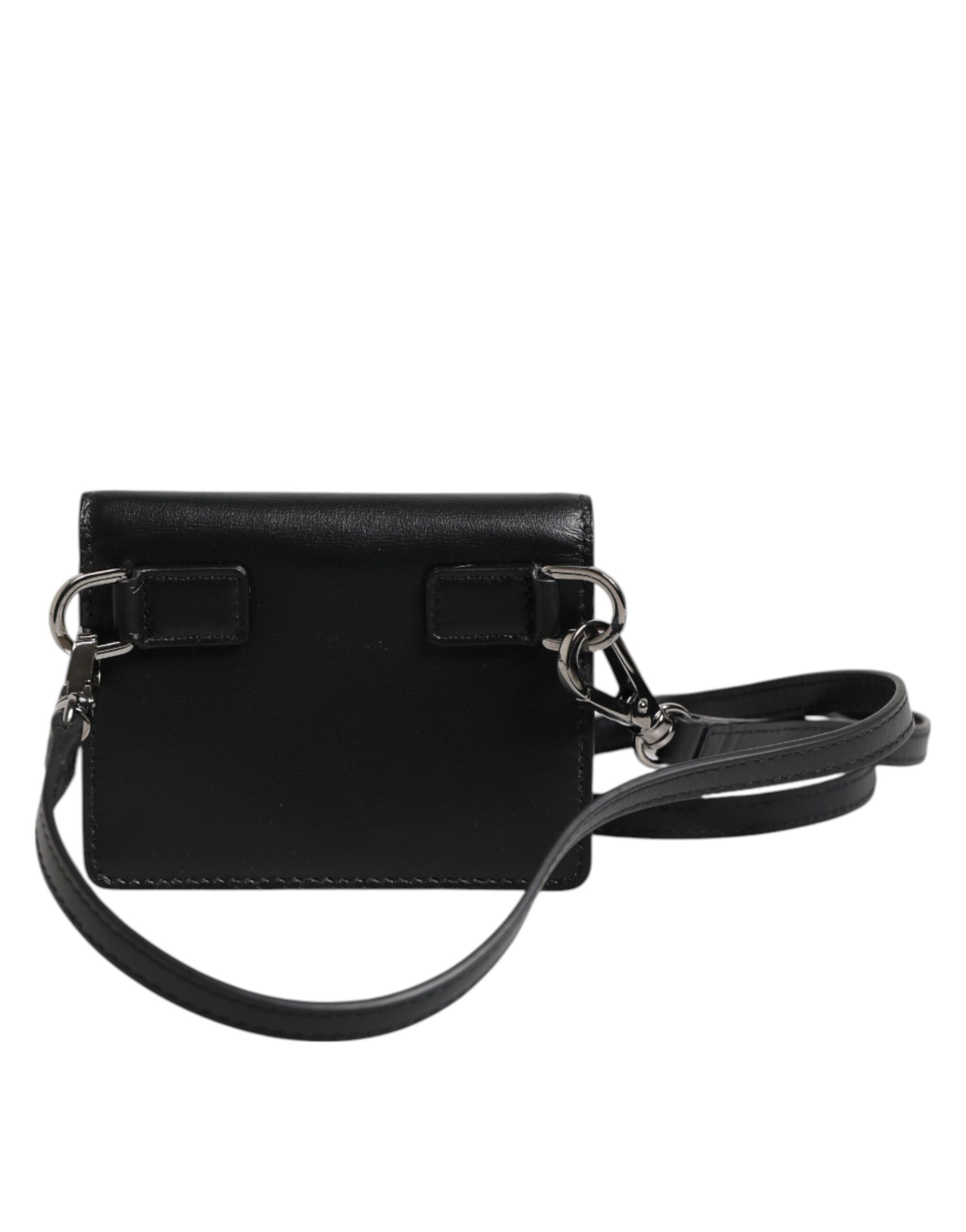 Dolce & Gabbana Black Leather Bifold Card Holder Crossbody Men Borse Bag