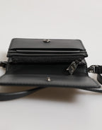 Dolce & Gabbana Black Leather Bifold Card Holder Crossbody Men Borse Bag