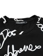 Dolce & Gabbana Black Logo Print Cotton Crew Neck T-shirt