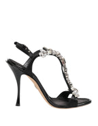 Dolce & Gabbana Black Keira Crystals Heels Sandals Shoes