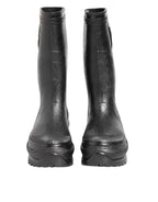 Dolce & Gabbana Metallic Black Pull On Rain Boots Men Shoes