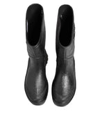 Dolce & Gabbana Metallic Black Pull On Rain Boots Men Shoes