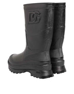 Dolce & Gabbana Metallic Black Pull On Rain Boots Men Shoes