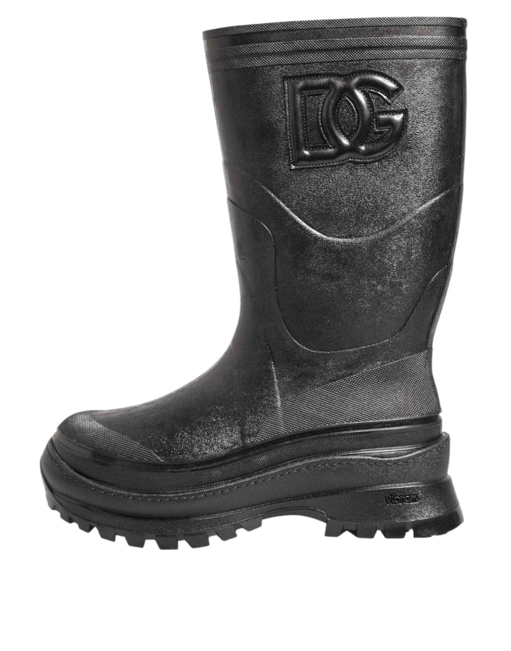 Dolce & Gabbana Metallic Black Pull On Rain Boots Men Shoes