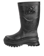 Dolce & Gabbana Metallic Black Pull On Rain Boots Men Shoes