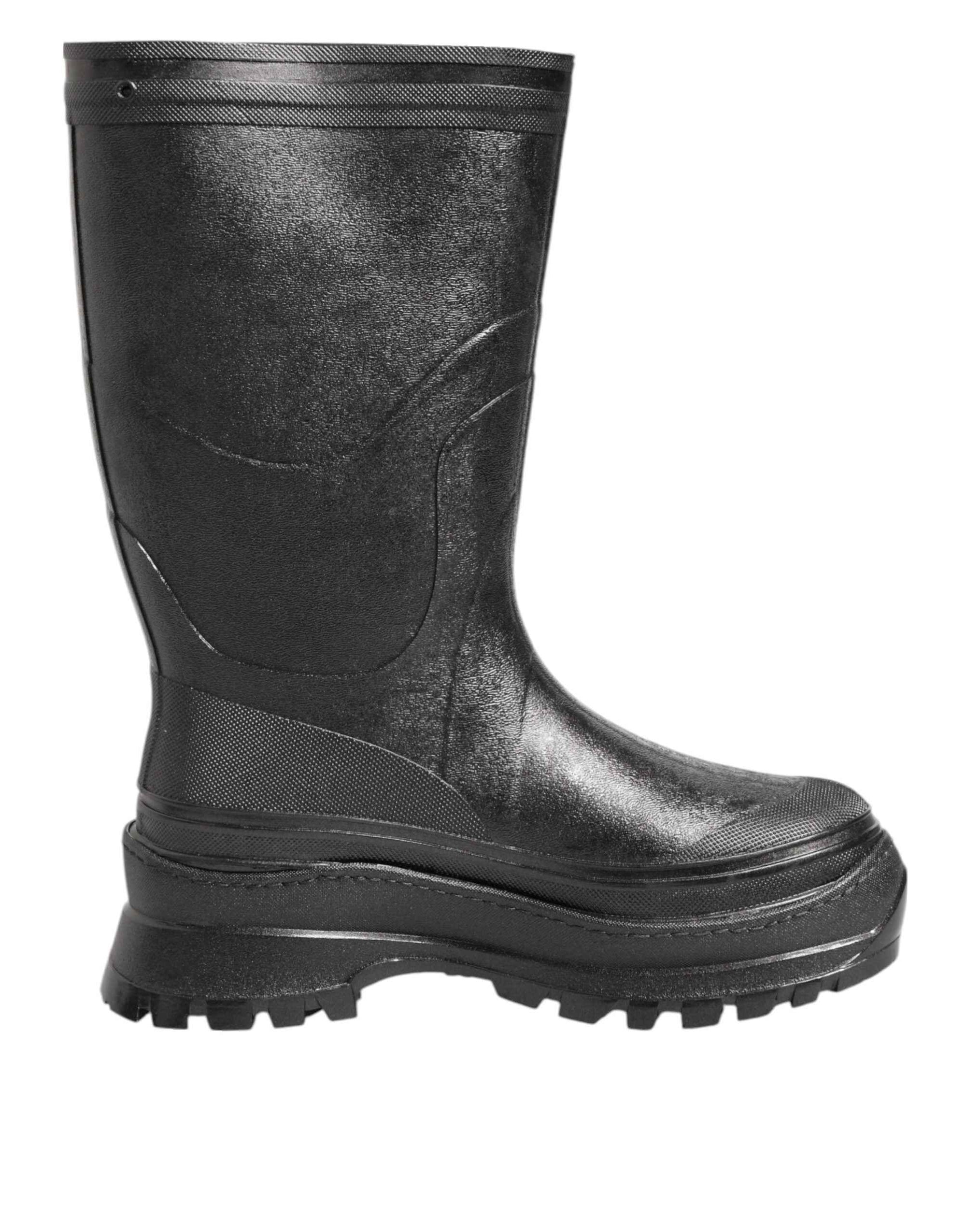 Dolce & Gabbana Metallic Black Pull On Rain Boots Men Shoes