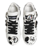 Dolce & Gabbana White Portofino Crystal Sneakers  Shoes