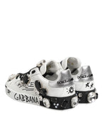 Dolce & Gabbana White Portofino Crystal Sneakers  Shoes