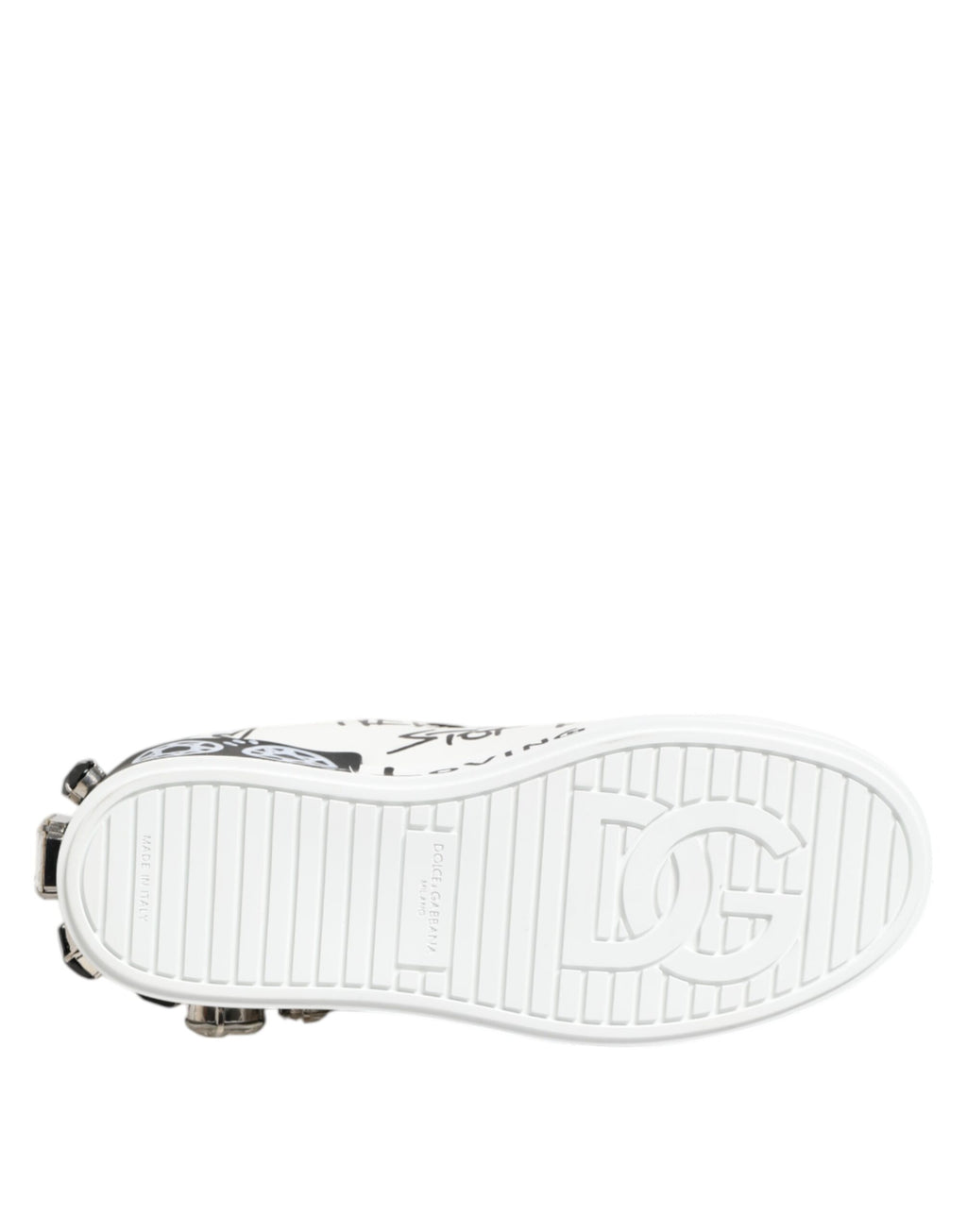 Dolce & Gabbana White Portofino Crystal Sneakers  Shoes