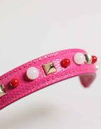 Dolce & Gabbana Pink Embellished Leather Bag Handle Women Shoulder Strap