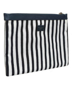 Dolce & Gabbana Black White Striped Logo Plaque Clutch Borse Pouch Bag