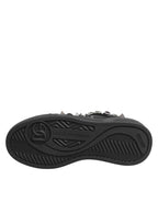 Dolce & Gabbana Black Leather Studded Low Top Sneakers Shoes